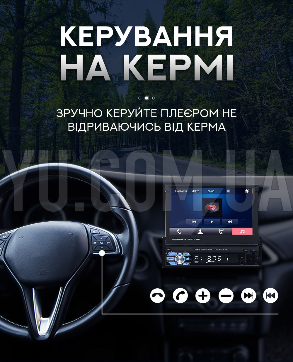 Автомагнітола 1 DIN SWM 9601C 7" MP5 Android з висувним екраном Автомагнітола 1 DIN SWM 9601C 7" MP5 Android з висувним екраном